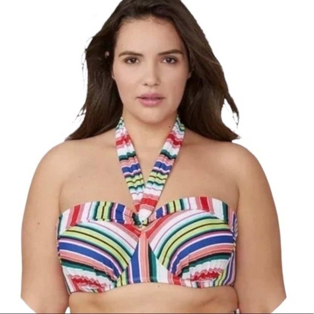 Lane Bryant NWOT Convertible Striped Bikini Top